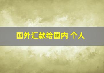 国外汇款给国内 个人